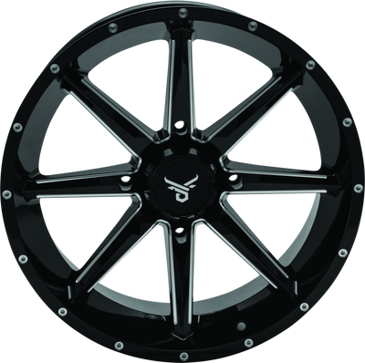 QuadBoss Slicer 18x7 Powersports Wheels with Limited Edition Bull Logo Center Caps