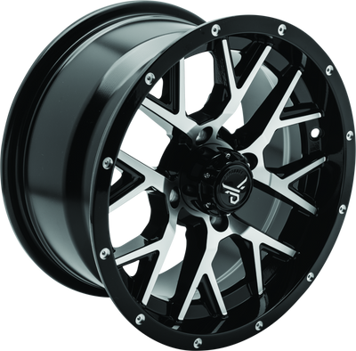 QuadBoss Barbwire 14x7 Wheel - 5+2 Offset, 4/110 Bolt Pattern, Black Machined Finish