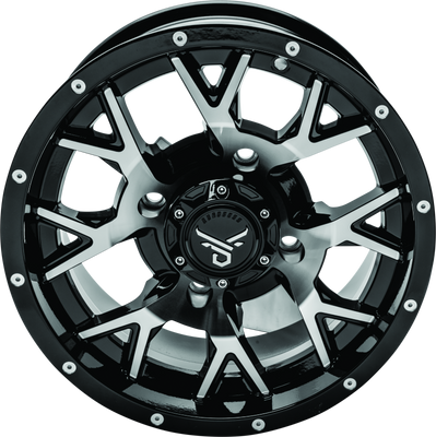 QuadBoss Barbwire 14x7 - 5+2 - 4/137 Black Machined Wheel