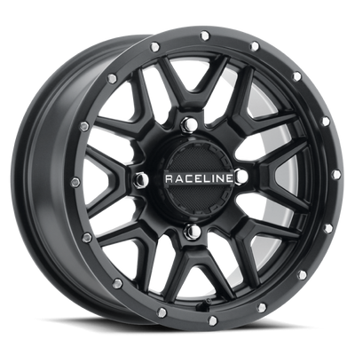 Raceline A94B Krank 14x7 Inch Satin Black Powersports Wheel - 4x156 Bolt Pattern, 10mm Offset