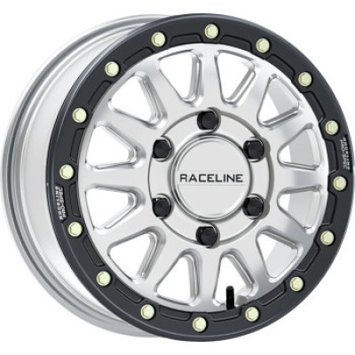 Raceline A14BG Alpha 15x6.5 Inch Beadlock Wheel with Silver and Black Ring for Powersports Vehicles