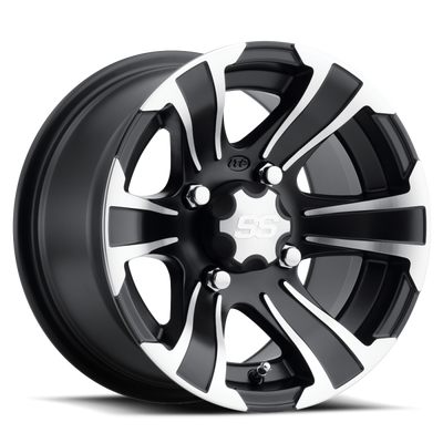 ITP SS 312 12x7 Powersports Aluminum Wheel with Machined Accents - Black Finish, Part Number 1228441536B
