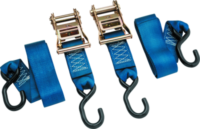 BikeMaster 2x84-inch Ratchet Tie Down Pair - Blue for Secure Cargo Transport