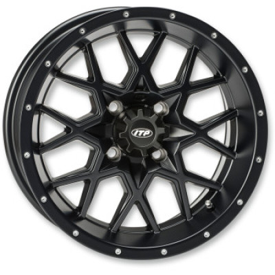 ITP Hurricane 18x6.5 PowerSports Wheel with Gloss Black Finish and Rock Armor Inner Lip