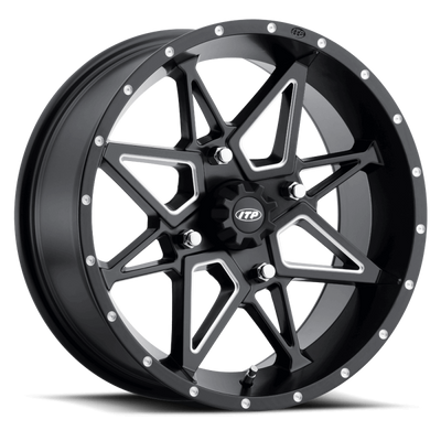 ITP Tornado 14x7 Powersports Wheel with Matte Black Finish and Milled Accents (Part #1421952727B)