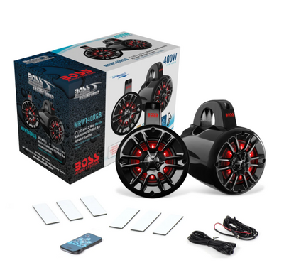 Boss Audio Systems MRWT40RGB Marine Wake Tower Speakers – 4 Inch 2-Way Waterproof PowerSports Speaker Pair with RGB Lighting