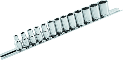 BikeMaster 13-Piece 1/4-Inch Drive Metric Socket Set with Chrome Finish