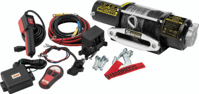 QuadBoss Winch Kit - 50 ft Synthetic Rope, 5000 lb Capacity, 3.8 HP with Hawse Fairlead and Wireless Remote