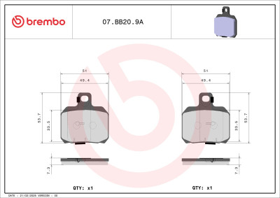 Brembo OE Powersports Front Disc Brake Pad Set for 1999 Bombardier Traxter 500 4x4 Auto