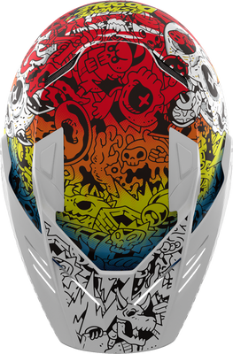 ICON Elsinore Doodle 3 White XL Helmet - Model 0104-3441 with MX Shield and Modular Face Mask
