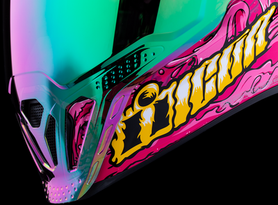 ICON Airflite™ Helmet Snack Attack MIPS® Pink XL with Fog-Free Dropshield and Advanced Ventilation