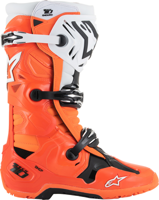 Alpinestars Tech 10 Enduro Boots - Fluorescent Orange, Black & White, US 14 / EU 49.5