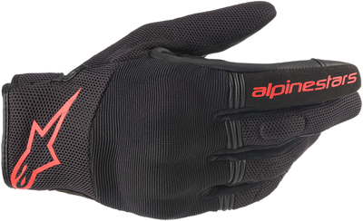 Alpinestars Copper Gloves Small by Alpinstars - Black and Fluo Red, Part Number 3568420-1030-S