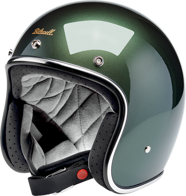 BILTWELL Bonanza Helmet Small Metallic Sierra Green with Hand-Painted Finish and Removable Lycra Liner