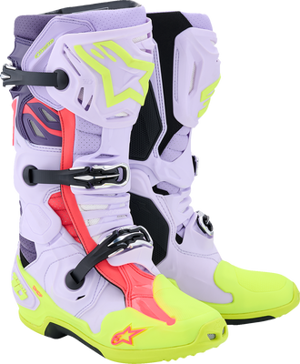 Alpinestars Tech 10 Supervented Off-Road Boots - Purple/Fluorescent Yellow/Diva Pink, US 12 / EU 47