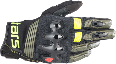 Alpinestars Halo Gloves - Forest Black and Fluo Yellow, Small (Part #3504822-6085-S)