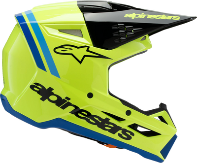 Alpinestars Youth SM3 Helmet - Radium Gloss Yellow Fluo/Black/Blue, Medium (Part #8301825-5017-YM)
