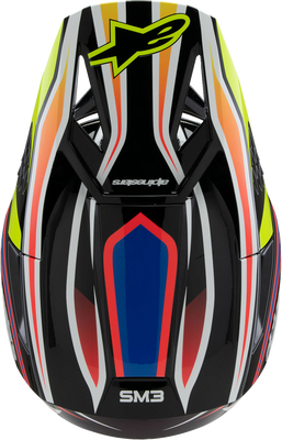Alpinestars Youth SM3 Helmet Wurx Small - Gloss Black, Yellow Fluo, Blue, Red
