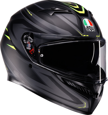 AGV K3 Helmet Syth Matte Black and Yellow Fluo 2XL with Pinlock® Lens and Advanced Ventilation