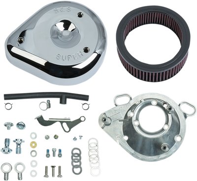 S&S Cycle Teardrop Air Cleaner Kit for S&S Super E&G Carburetor - Chrome (Part #17-0404)
