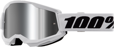 100-Percent Strata 2 Goggle with White Mirror Silver Lens – Premium Performance Cycling Eyewear