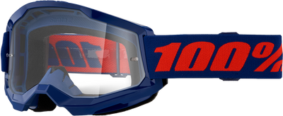 100-Percent Strata 2 Goggle Navy Clear Lens - Premium Performance Riding Eyewear
