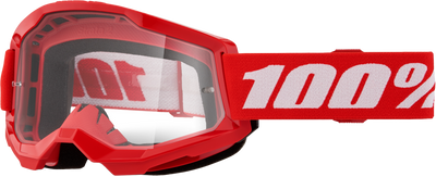 100-Percent Strata 2 Goggle with Red Clear Lens – Premium Performance Riding Gear