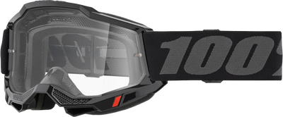 100 Percent Accuri 2 Jr. Black Clear Lens Motorcycle Goggles – Youth Performance Eye Protection