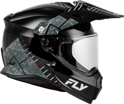 Fly Racing Trekker Granite Helmet Black/Grey XL - DOT & ECE Approved Motorcycle Helmet with Removable Liner and Adjustable Ventilation