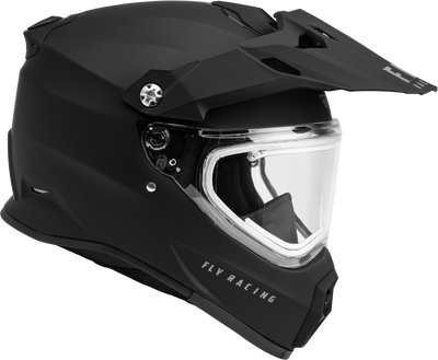 Fly Racing Trekker CW Solid Helmet with Electric Shield Matte Black Small - Safety and Comfort for Off-Road Riders