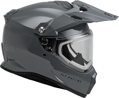 Fly Racing Trekker CW Solid Helmet with Electric Shield in Grey, Medium (Part #73-31365M)