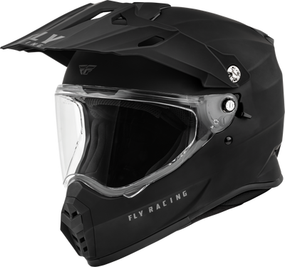Fly Racing Trekker Solid Matte Black Helmet F73-70362X for Motorcycling and Off-Road Riding