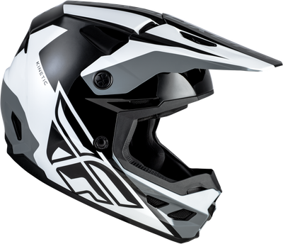 FLY Racing Kinetic Crest Helmet Black/White/Grey – Advanced Off-Road Motorcycle Helmet with Enhanced Ventilation and Safety Features