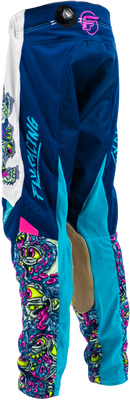 Fly Racing Yth Kinetic Mutant Mesh Pants White/Blue/Multi Size 26