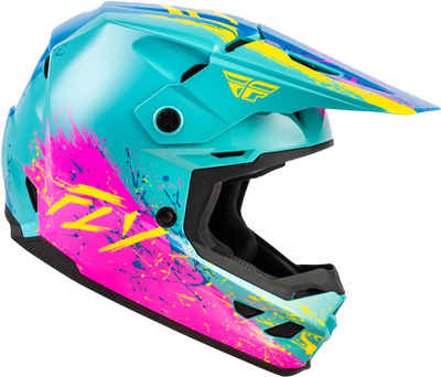FLY Racing Youth Kinetic Drip Helmet Turquoise, Pink & Yellow - Part 73-8680YS