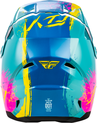 Fly Racing Youth Kinetic Drip Helmet Turquoise, Pink & Yellow – Lightweight Off-Road Motorcycle Helmet