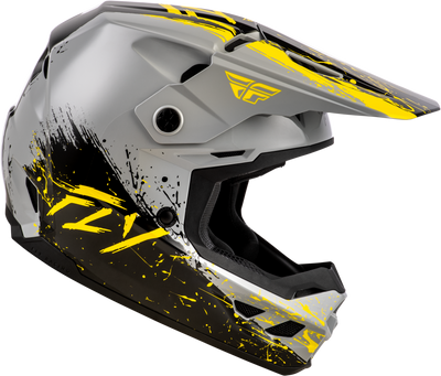 FLY Racing Youth Kinetic Drip Helmet Grey/Black/Yellow – DOT & ECE22.06 Approved Off-Road Helmet