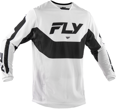Fly Racing Kinetic Mesh Jersey White/Black Medium - Breathable Motorcycle Jersey with Tagless Comfort Collar