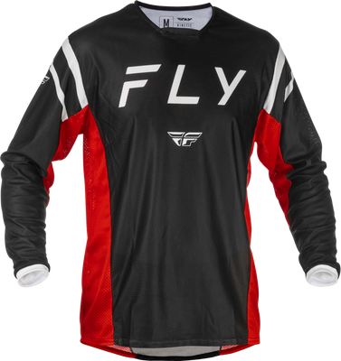 Fly Racing Kinetic Mesh Center Jersey Black/White/Red Medium - Lightweight Performance Motorcycle Jersey