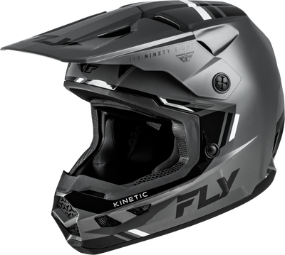 FLY Racing Kinetic Verdict Helmet Grey/Black/White Large – Off-Road Motorcycle Helmet with Advanced Ventilation and Impact Protection