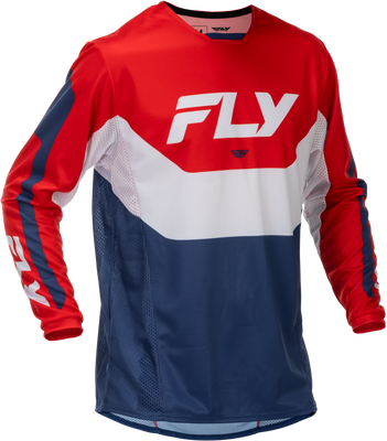 Fly Racing Kinetic Jersey Red/White/Blue Large - Lightweight Performance Motorcycle Jersey