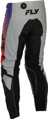Fly Racing Kinetic Pants Grey/Red/Purple/Black Size 36 with Durable 600D Polyester and BOA Fit System