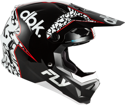 Fly Racing Youth Formula CP DBK Helmet – Black, White, and Red with Impact-Absorbing Features