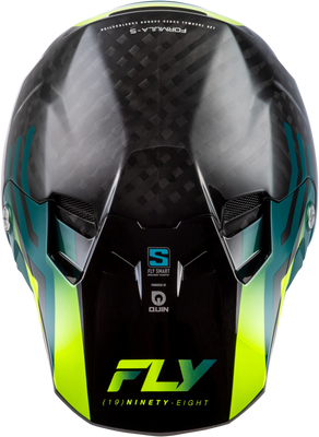 Fly Racing Formula S Carbon Byte Helmet Black Carbon, Teal, Lime - Lightweight and Smart Motorcycle Helmet