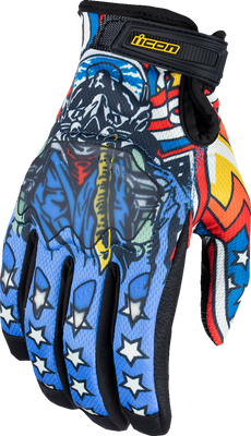ICON Hooligan CE Flyboy Gloves Small - Blue - Part Number 3301-4709