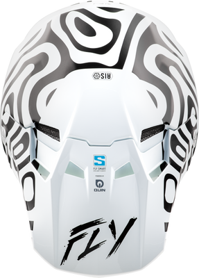 Fly Racing Youth Formula S Carbon Abyss Helmet White/Black YL – Advanced Impact Protection with Crash Detection and Bluetooth Connectivity