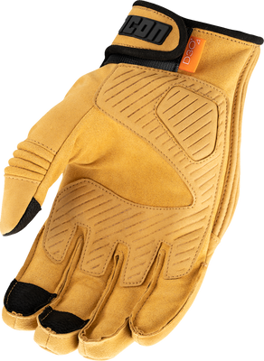 ICON Long Track CX™ Gloves - Tan, Large | Synthetic Novobuck Leather with Reinforced Palm and D3O® Foam Protection