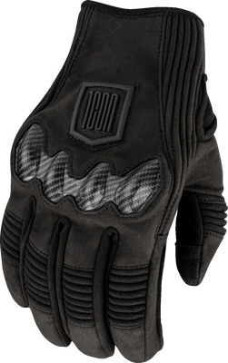 ICON Long Track CX™ Gloves in Black – Size XL with Novobuck Synthetic Suede and D3O® Foam Protection