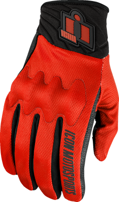 ICON Anthem3™ Gloves - Red Large with Reinforced Palm and D3O® Knuckle Protector