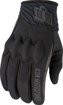 ICON Anthem3™ Gloves Black Small - Reinforced D3O® Knuckle Protection and Mesh Backhand
